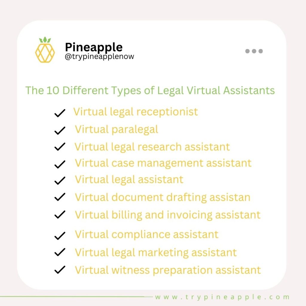 different types of legal virtual assistant