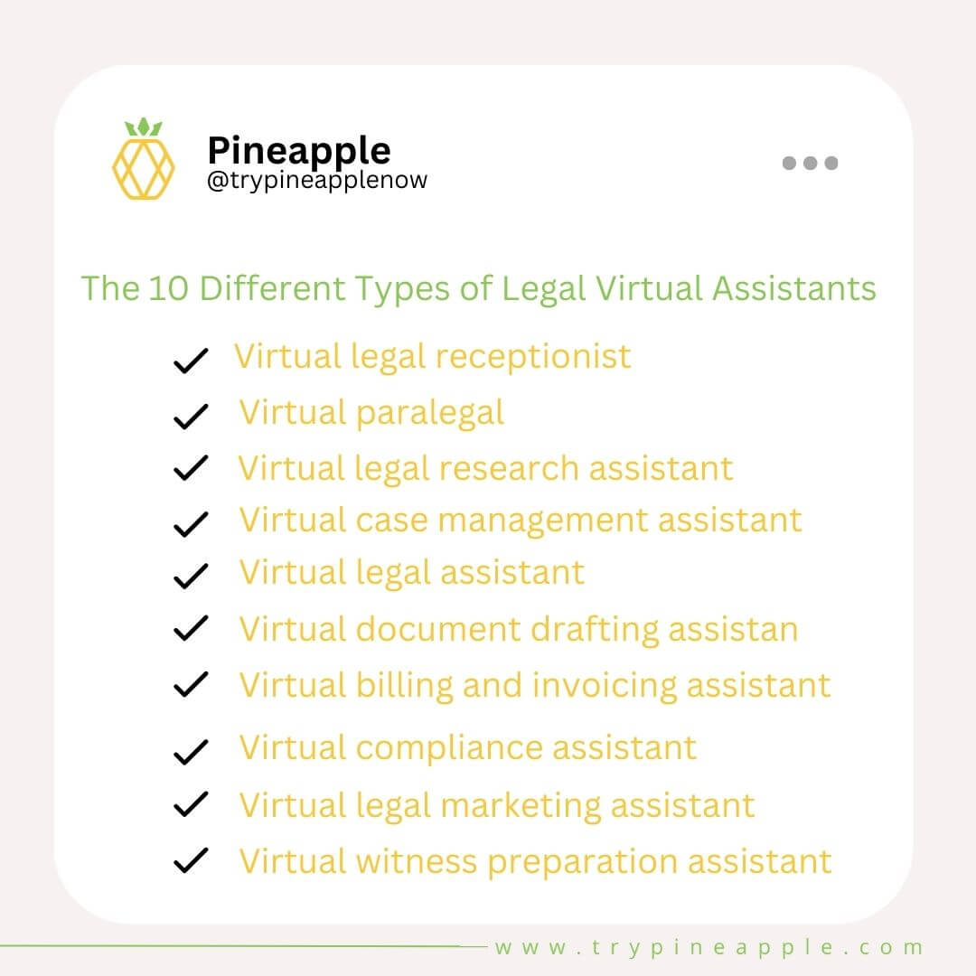 10 Different Types of Legal Virtual Assistants