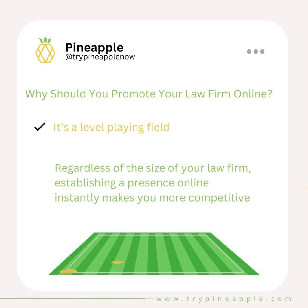 Promote Your Law Firm Online cause it's a level playing field