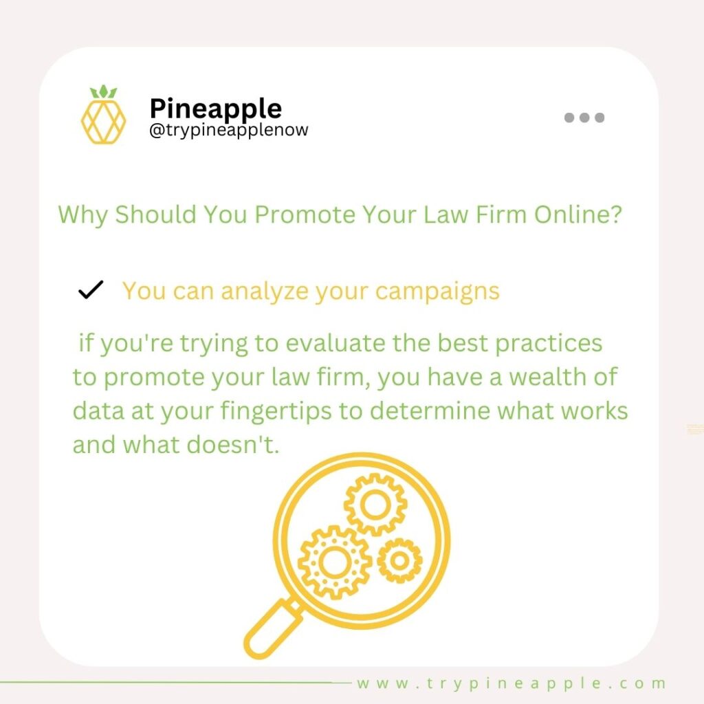 Promote Your Law Firm Online you can analyze your campaigns