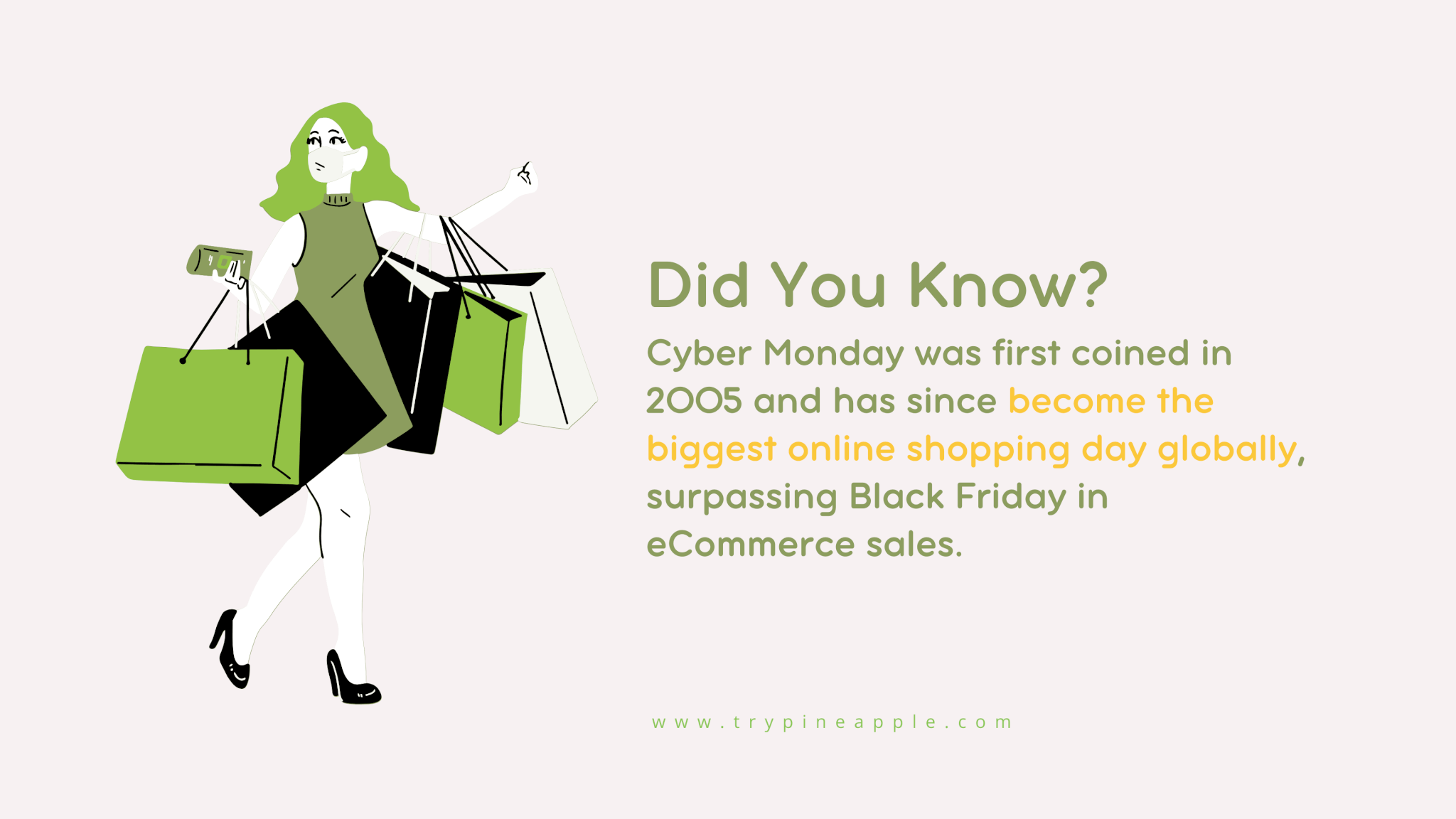 Cyber Monday: The biggest online shopping day globally, surpassing Black Friday in eCommerce sales since its inception in 2005.