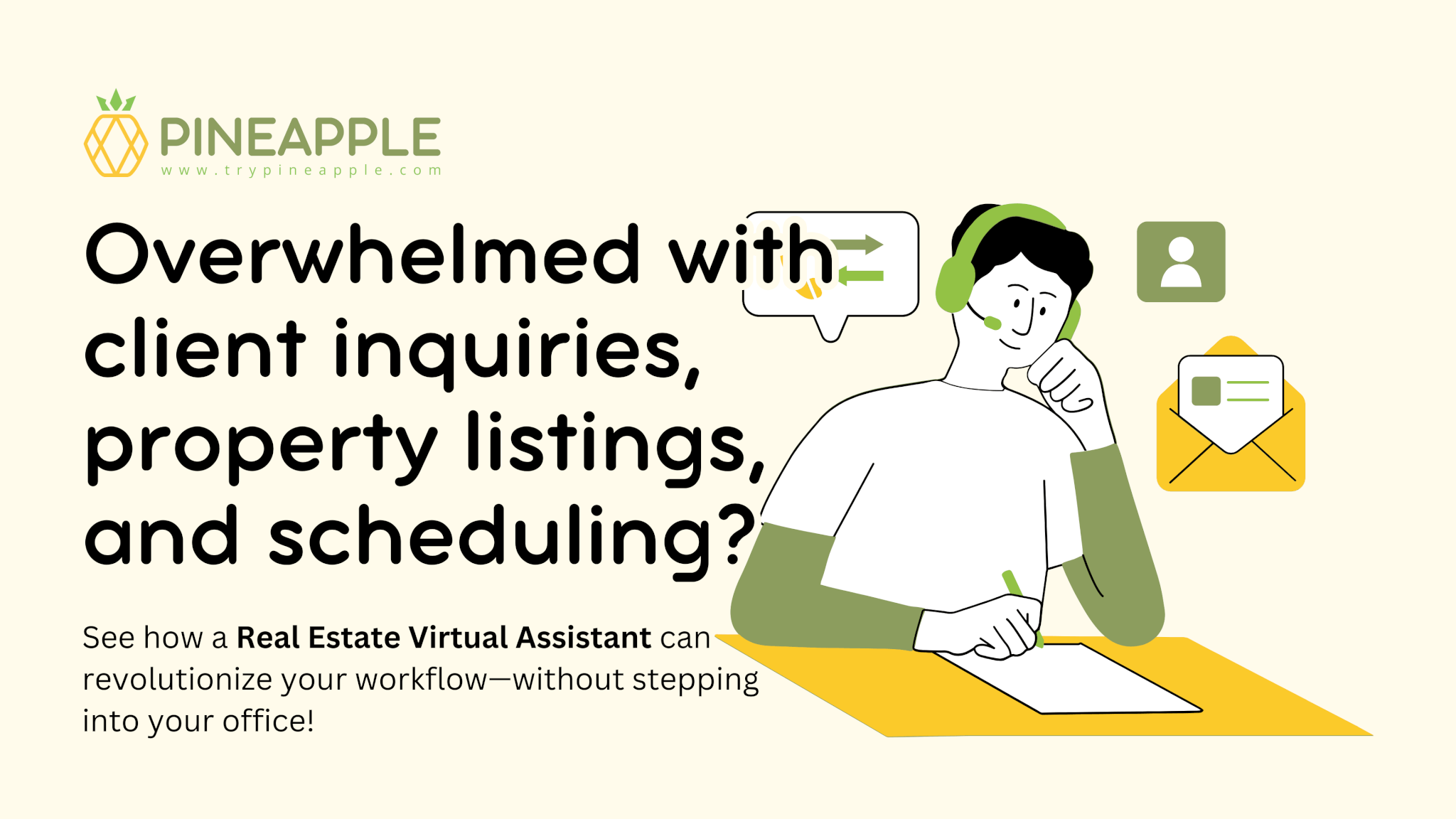 Graphic showcasing the role of a real estate virtual assistant, highlighting their ability to streamline tasks like scheduling, client inquiries, and property listings for busy realtors and real estate business owners.