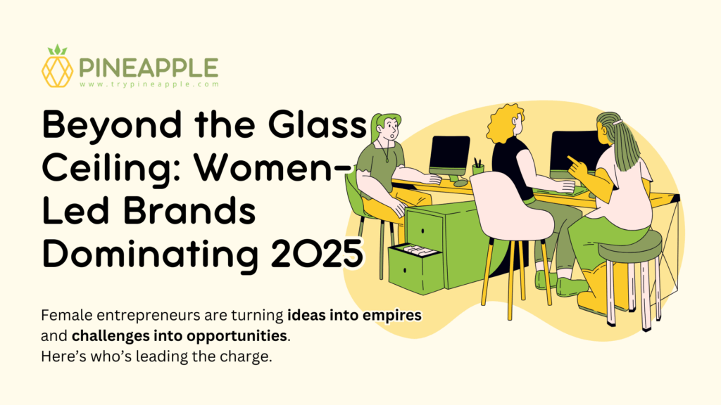 A dynamic infographic highlighting successful women-led businesses in 2025, showcasing female entrepreneurs driving innovation across various industries.