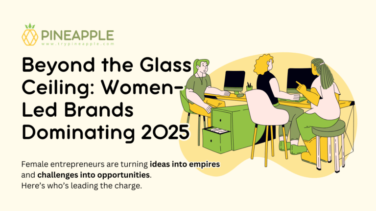 A dynamic infographic highlighting successful women-led businesses in 2025, showcasing female entrepreneurs driving innovation across various industries.