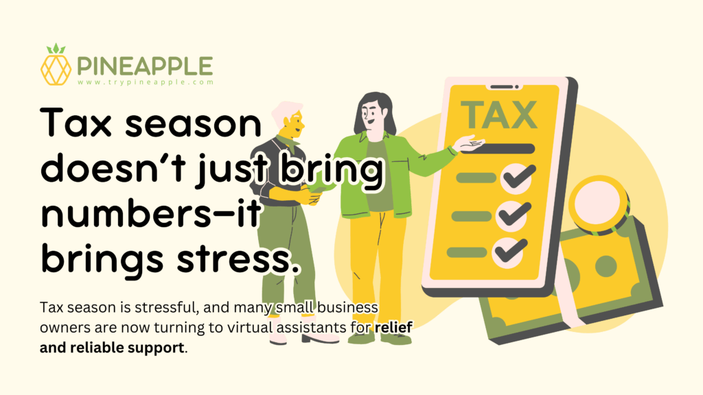 Small business owner getting help from a virtual assistant during tax season for stress-free filing