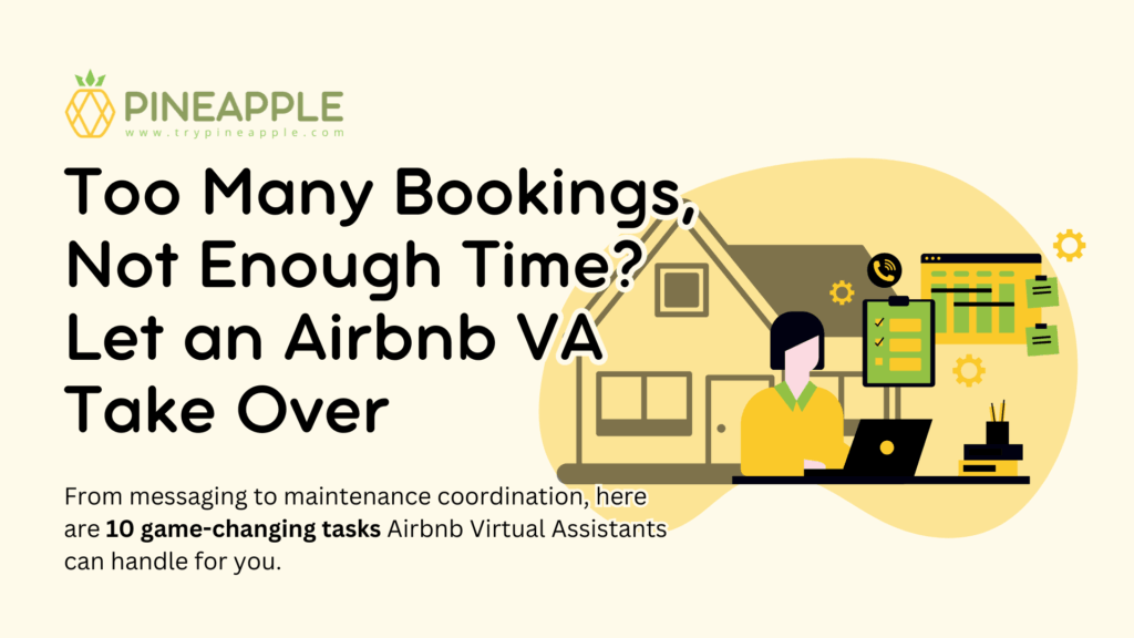 Cover graphic showing top 10 tasks handled by an Airbnb virtual assistant, including guest communication, calendar management, and cleaning coordination