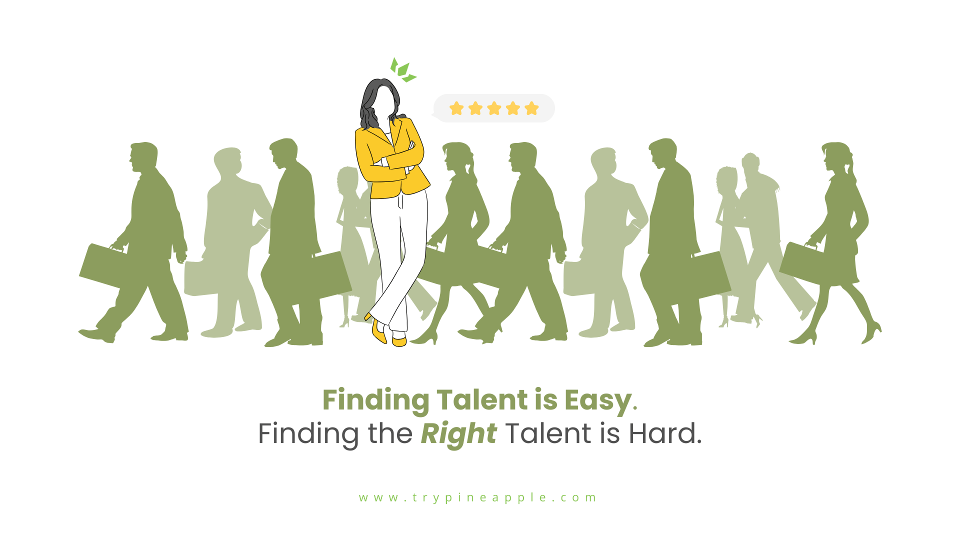 Quote graphic saying 'Finding talent is easy. Finding the right talent is hard' with a blurred freelance marketplace background
