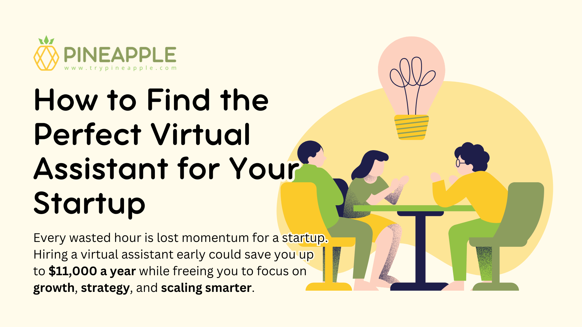 Cover graphic for blog titled How to Find the Perfect Virtual Assistant for Your Startup highlighting how virtual assistants help founders save time, reduce costs, and scale smarter.