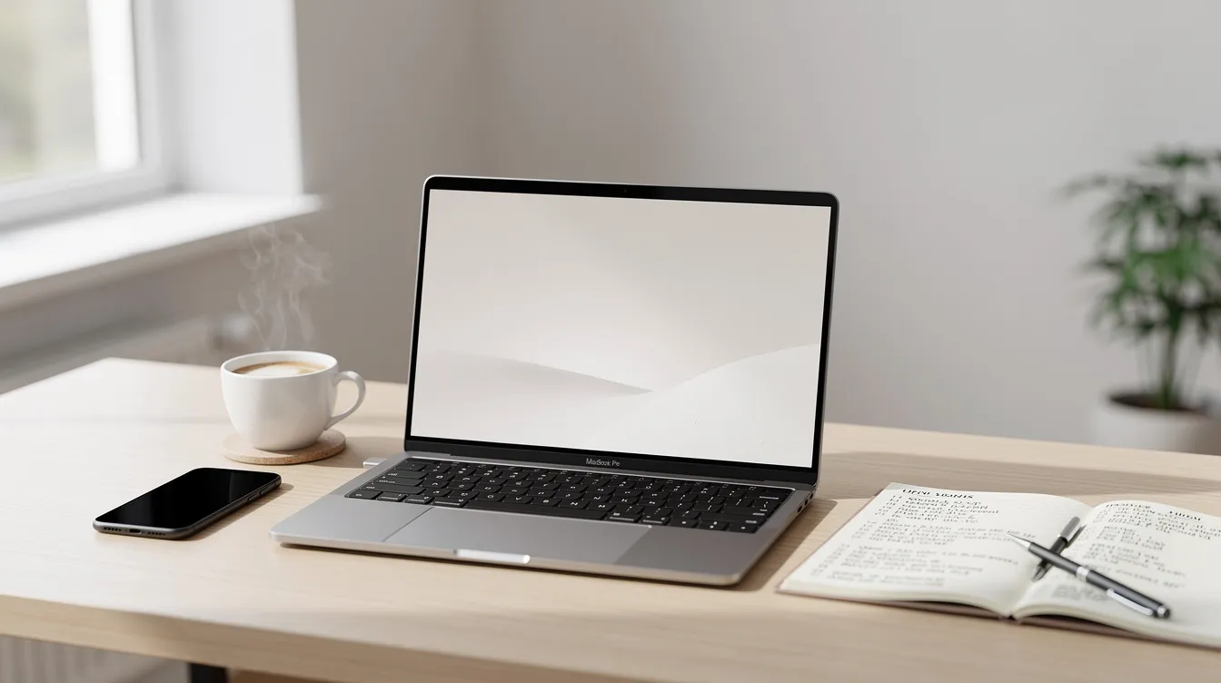 The image depicts a neatly organized desk in a well-lit room, featuring a laptop, planner, smartphone, and a cup of coffee, ideal for a successful personal assistant managing personal and professional needs. This professional setting emphasizes strong communication skills and time management, essential for handling administrative tasks and personal appointments.
